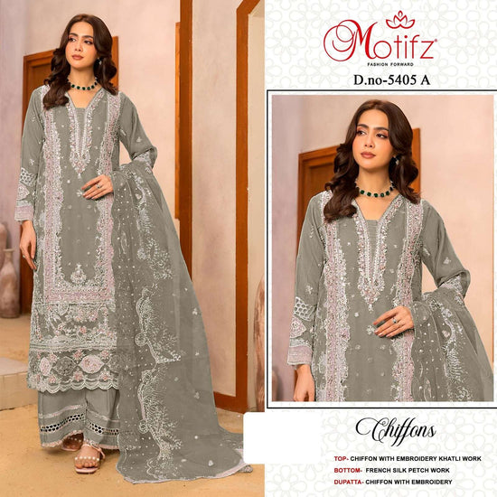 MOTIFZ 5405 Chiffon Embroidered Pakistani Suit