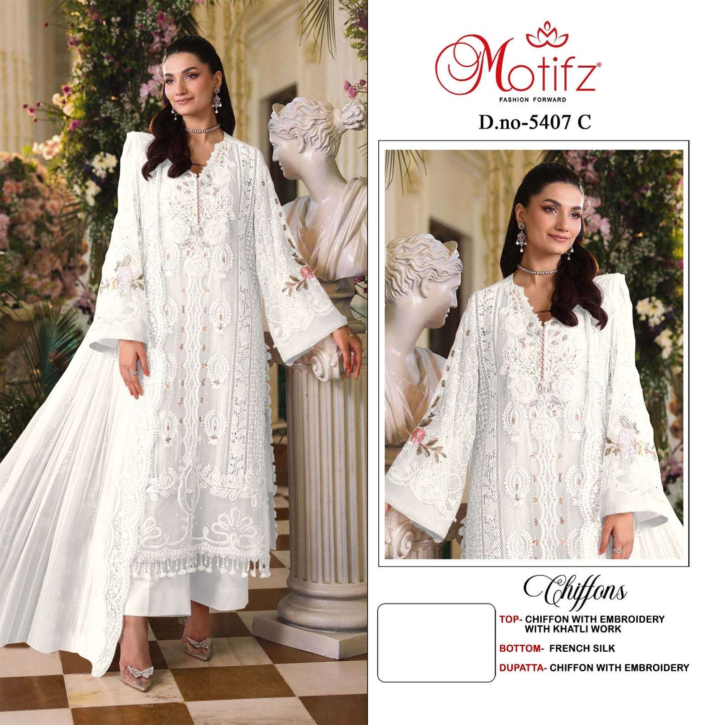 Motifz 5407 Chiffon Embroidery Pakistani Suit
