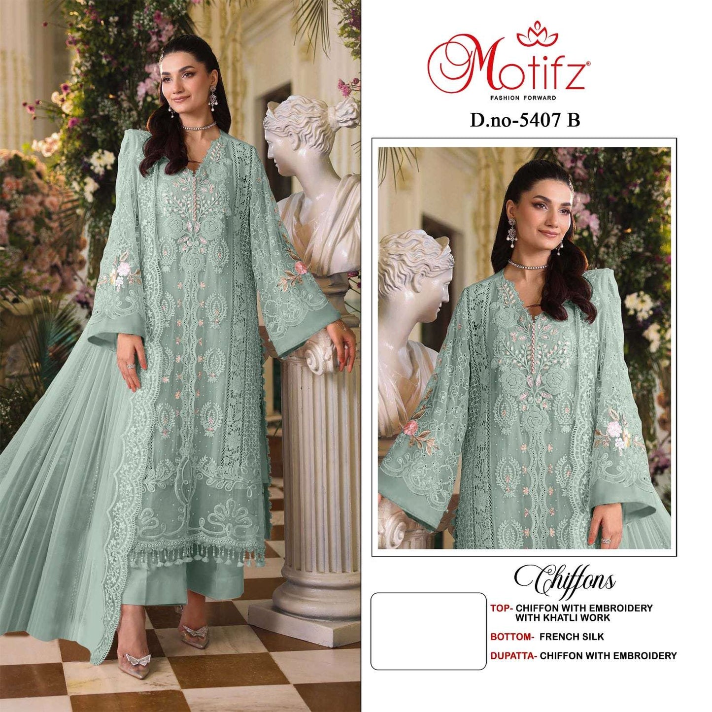 Motifz 5407 Chiffon Embroidery Pakistani Suit