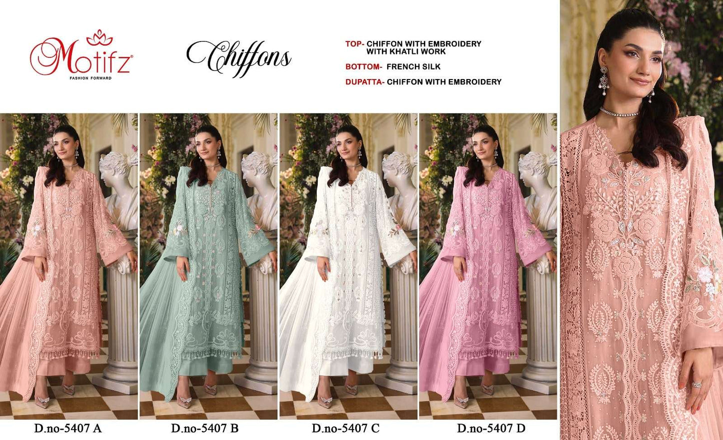 Motifz 5407 Chiffon Embroidery Pakistani Suit