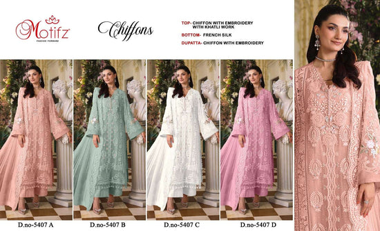 Motifz 5407 Chiffon Embroidery Pakistani Suit