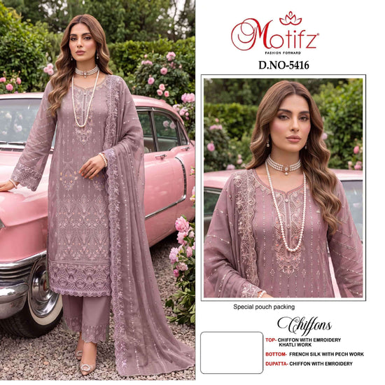 Motifz 5416 A To D Series Premium Chiffon Embroidery Pakistani Suit