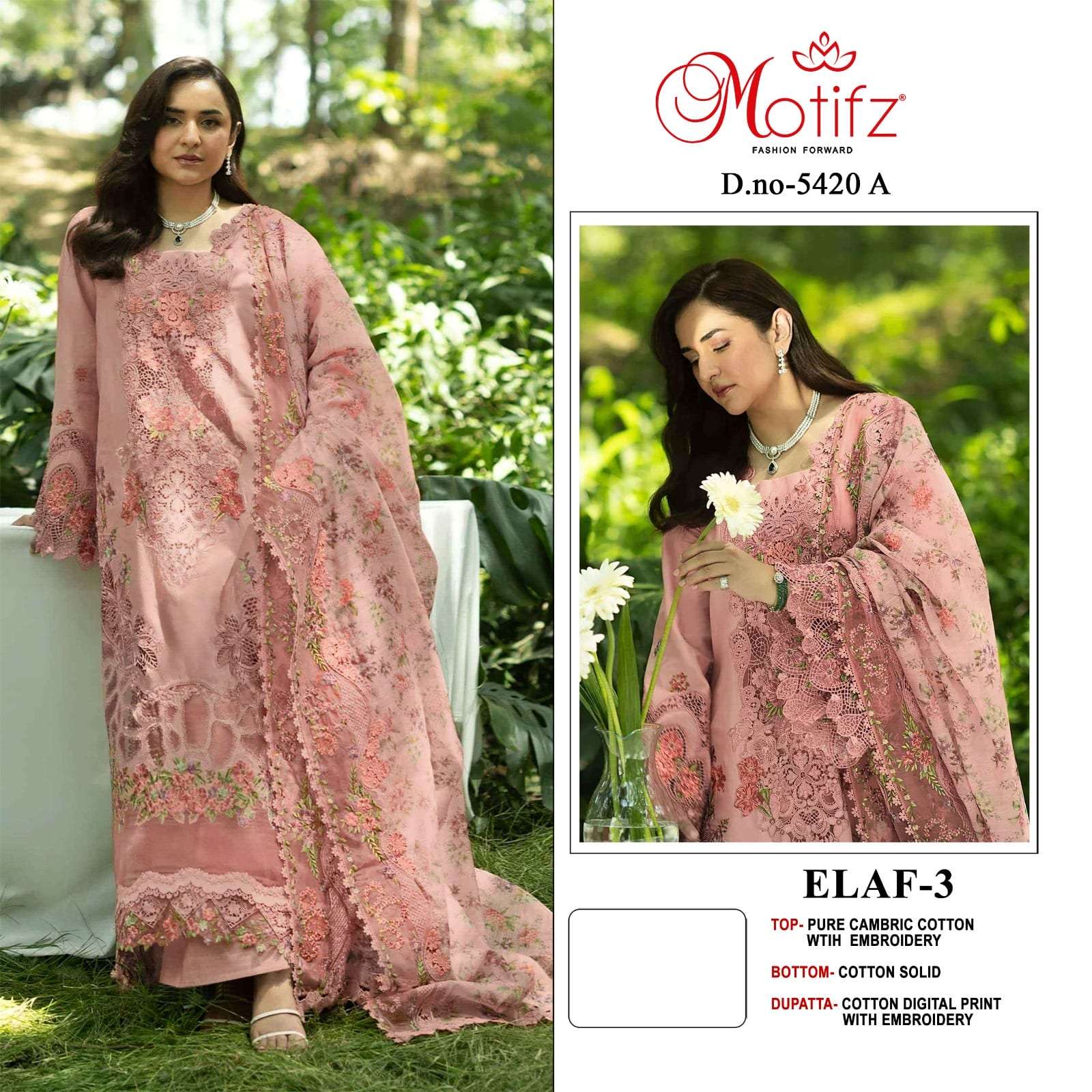 MOTIFZ 5420 Cambric Cotton Embroidery Pakistani Suit