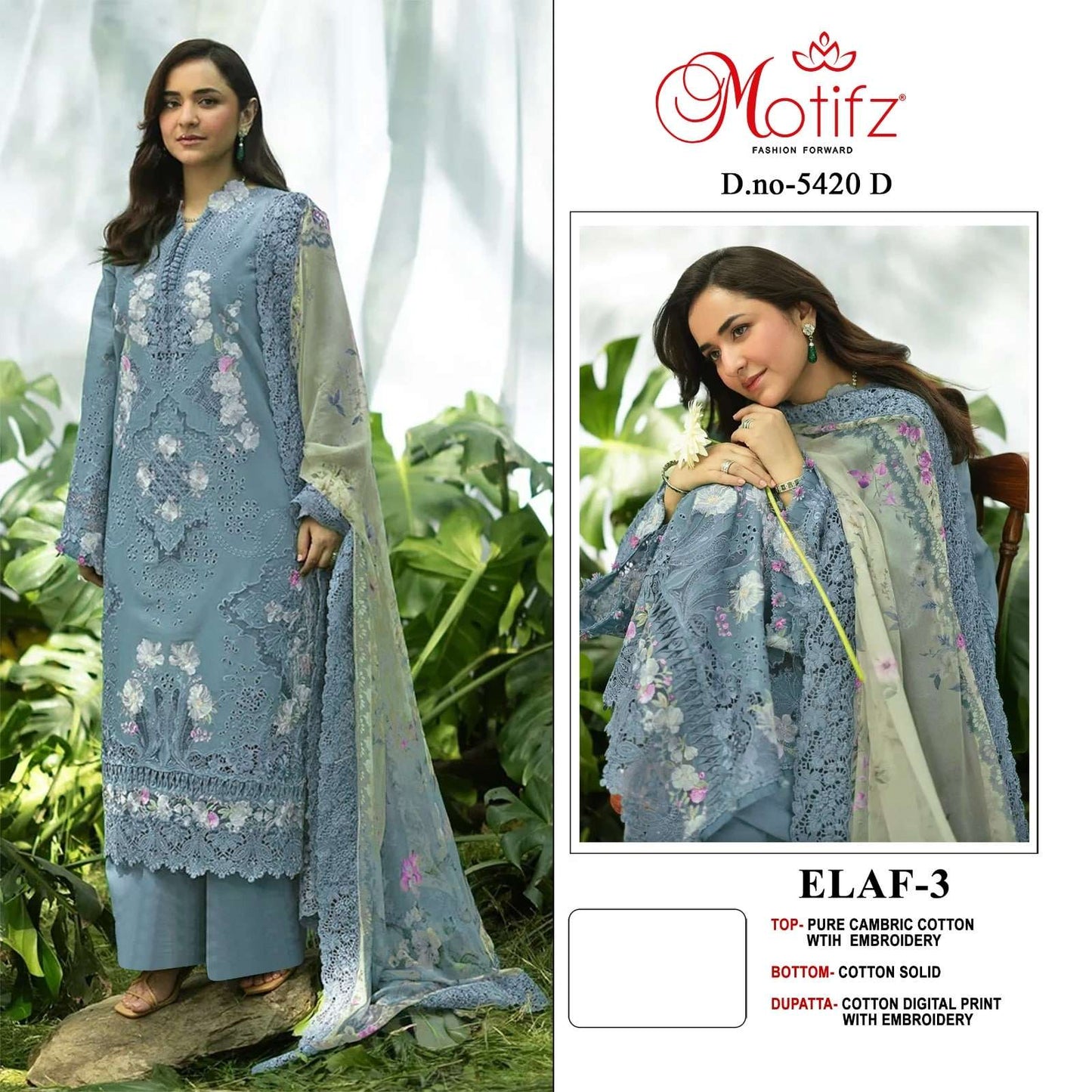 MOTIFZ 5420 Cambric Cotton Embroidery Pakistani Suit