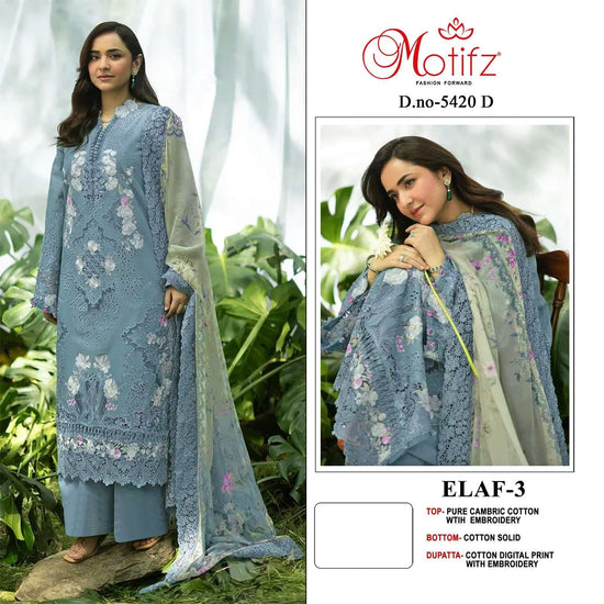 MOTIFZ 5420 Cambric Cotton Embroidery Pakistani Suit
