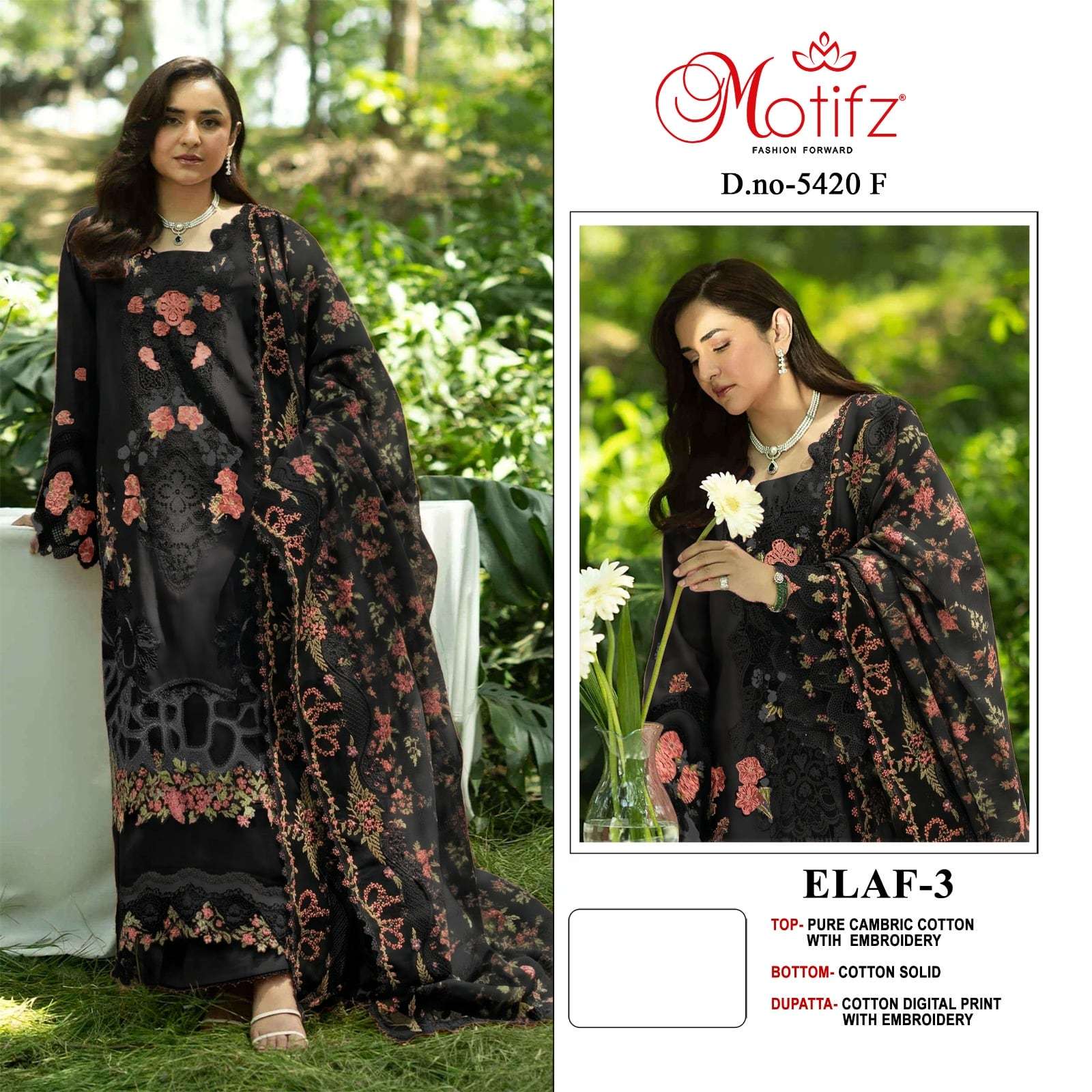 MOTIFZ 5420 Cambric Cotton Embroidery Pakistani Suit