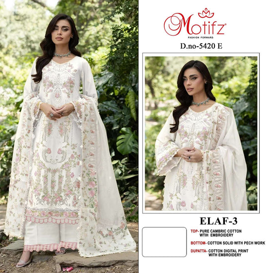 MOTIFZ 5420 Cambric Cotton Embroidery Pakistani Suit