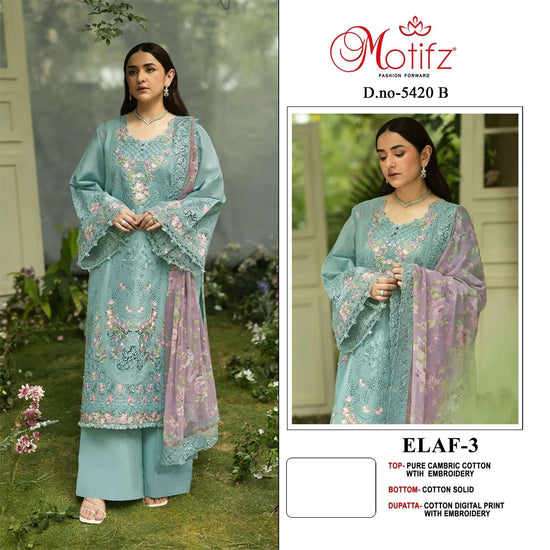 MOTIFZ 5420 Cambric Cotton Embroidery Pakistani Suit