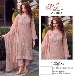 Motifz 5428 Chiffon Embroidery Pakistani Suit Set - Amrah Wholesale