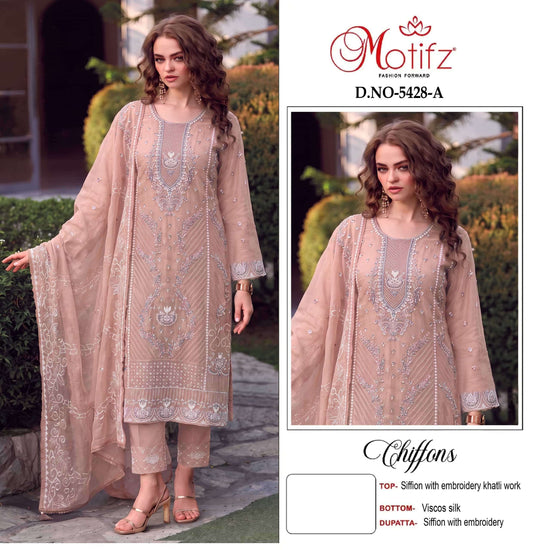 Motifz 5428 Chiffon Embroidery Pakistani Suit Set