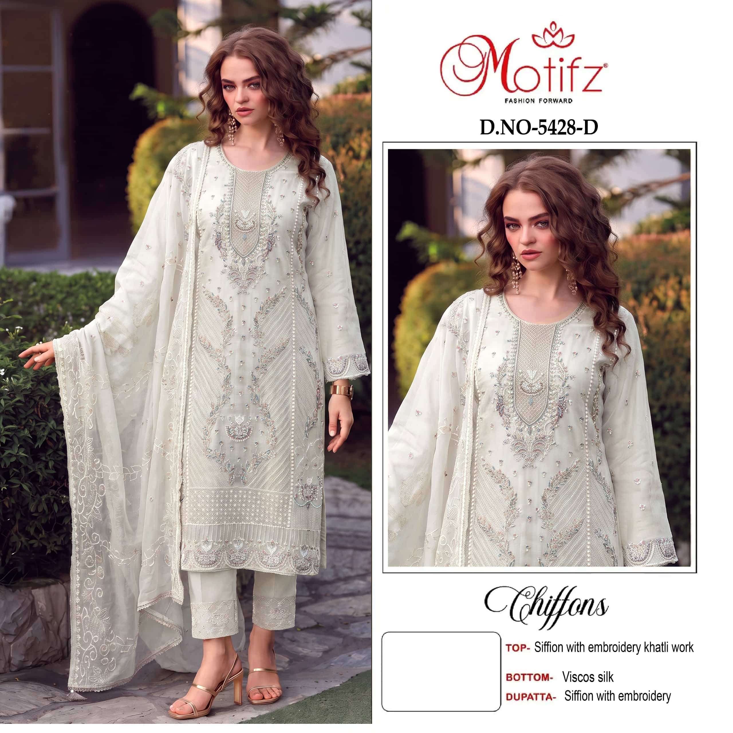 Motifz 5428 Chiffon Embroidery Pakistani Suit Set