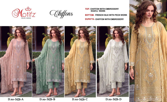 Motifz 5428 Chiffon Embroidery Pakistani Suit Set