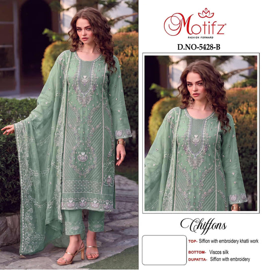 Motifz 5428 Chiffon Embroidery Pakistani Suit Set