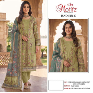 MOTIFZ 5431 A TO D Series Viscose Muslin Embroidered Dress Material - Amrah Wholesale