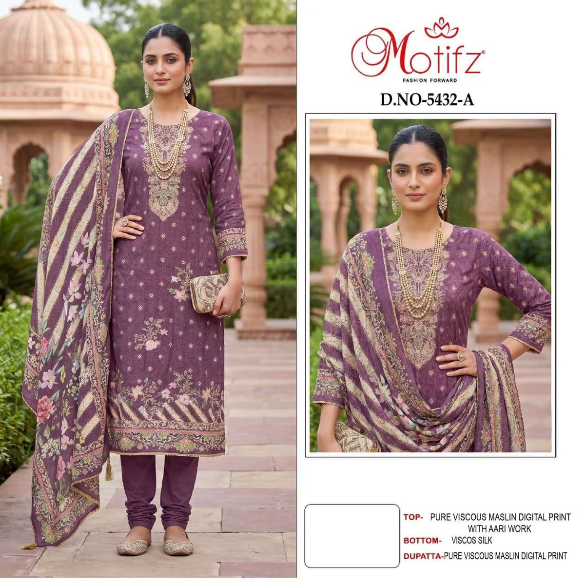 Motifz 5432 Viscose Aari Work Embroidered Punjabi Suit