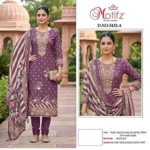 Motifz 5432 Viscose Aari Work Embroidered Punjabi Suit