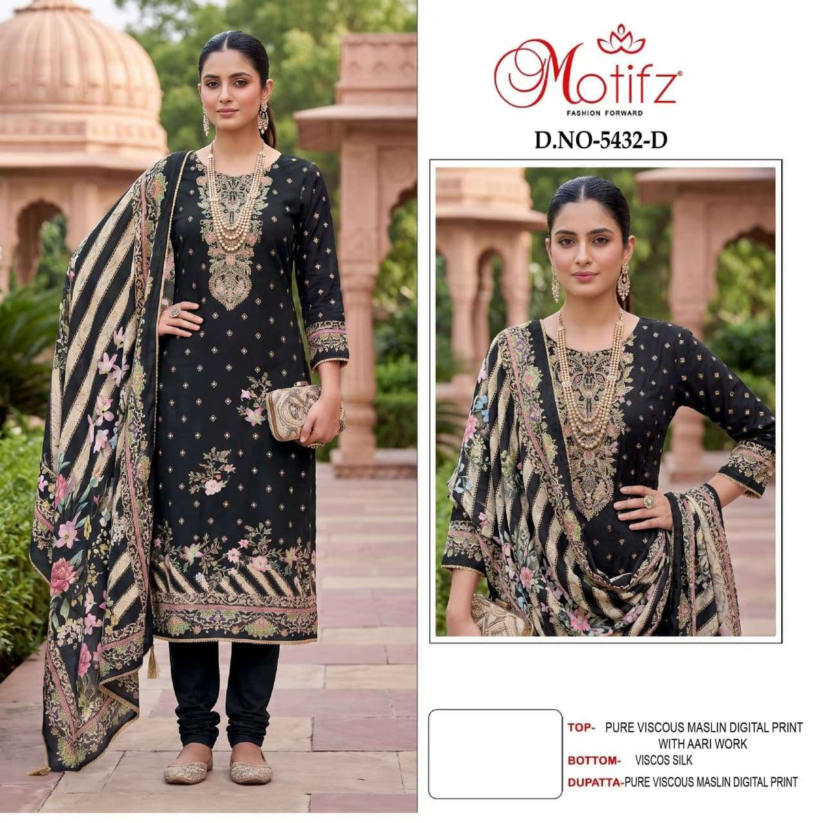 Motifz 5432 Viscose Aari Work Embroidered Punjabi Suit