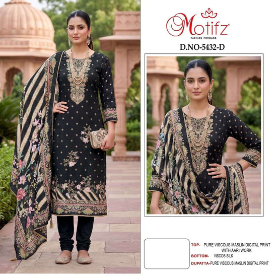 Motifz 5432 Viscose Aari Work Embroidered Punjabi Suit