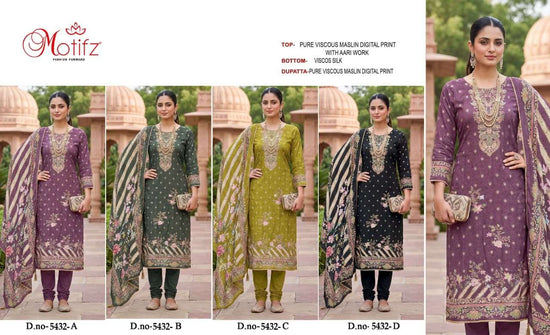 Motifz 5432 Viscose Aari Work Embroidered Punjabi Suit