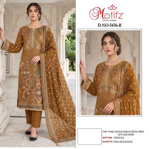 Motifz 5436 Viscose Muslin Embroidered Pakistani Suit - Amrah Wholesale