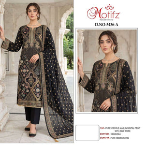 Motifz 5436 Viscose Muslin Embroidered Pakistani Suit