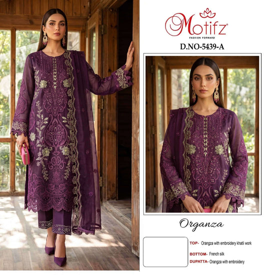 MOTIFZ 5439 Organza Embroidered Pakistani Suit - Amrah Wholesale