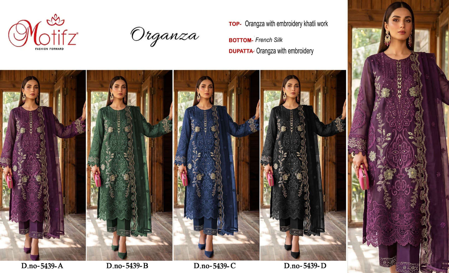 MOTIFZ 5439 Organza Embroidered Pakistani Suit
