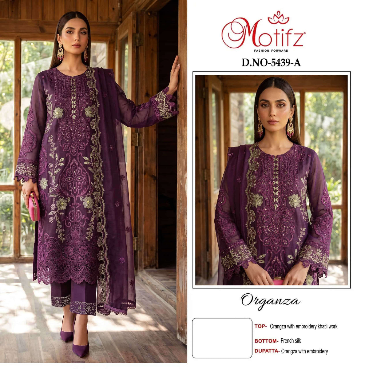 MOTIFZ 5439 Organza Embroidered Pakistani Suit