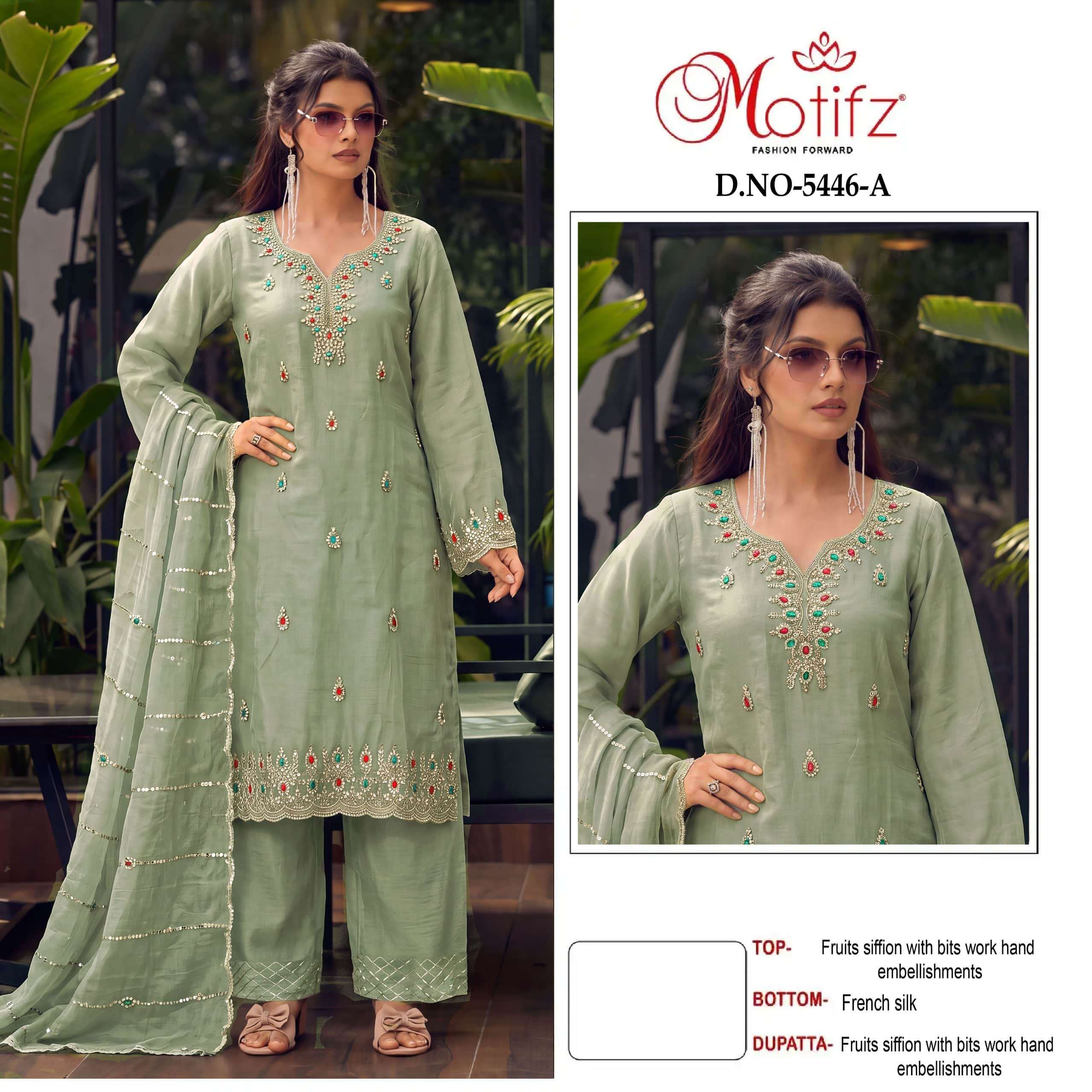 MOTIFZ 5446 Chiffon Embroidery Pakistani Suit