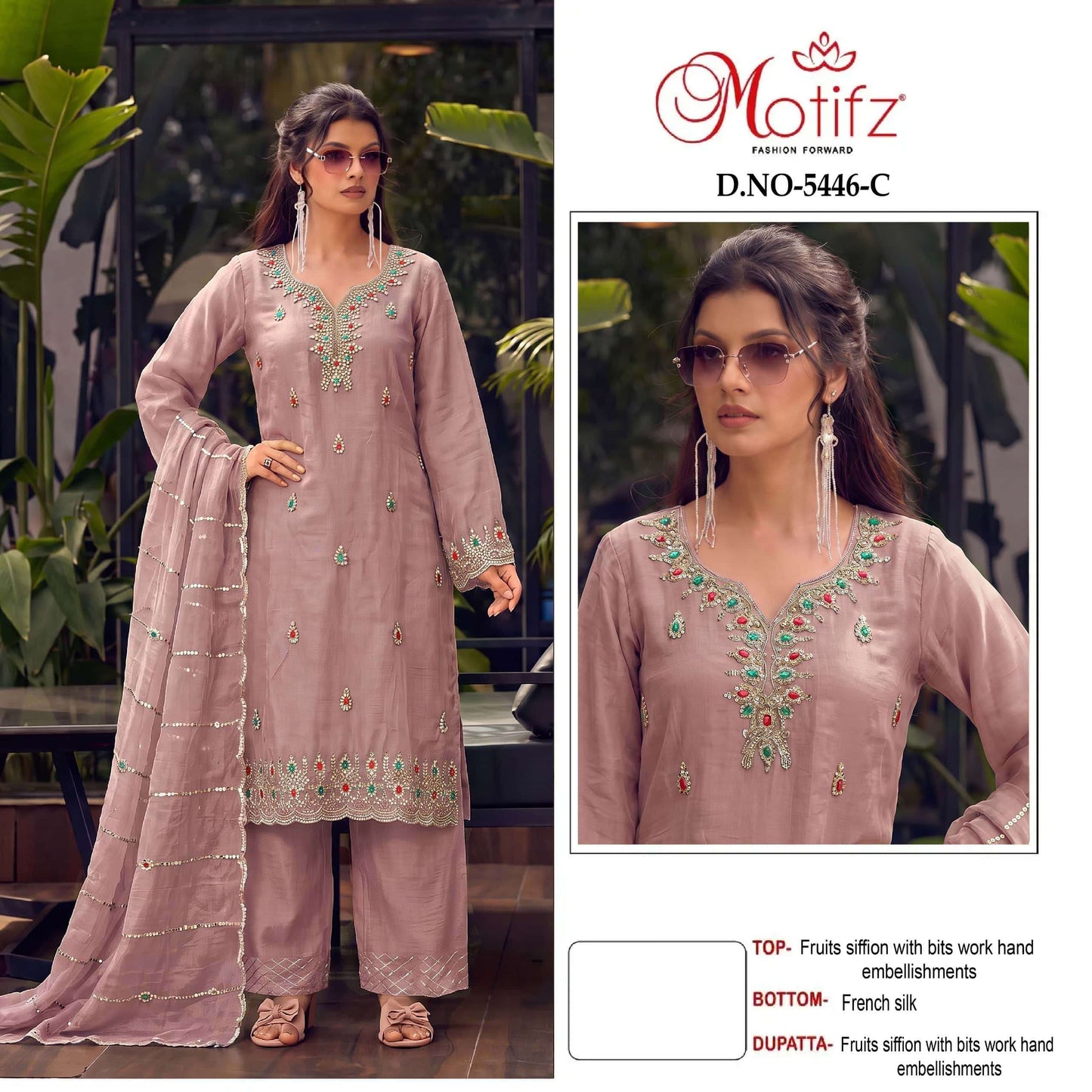 MOTIFZ 5446 Chiffon Embroidery Pakistani Suit