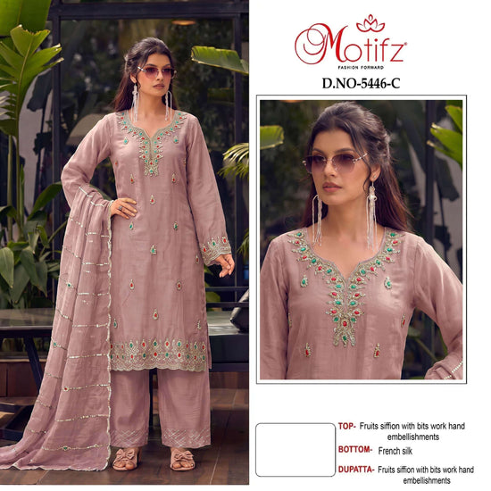 MOTIFZ 5446 Chiffon Embroidery Pakistani Suit