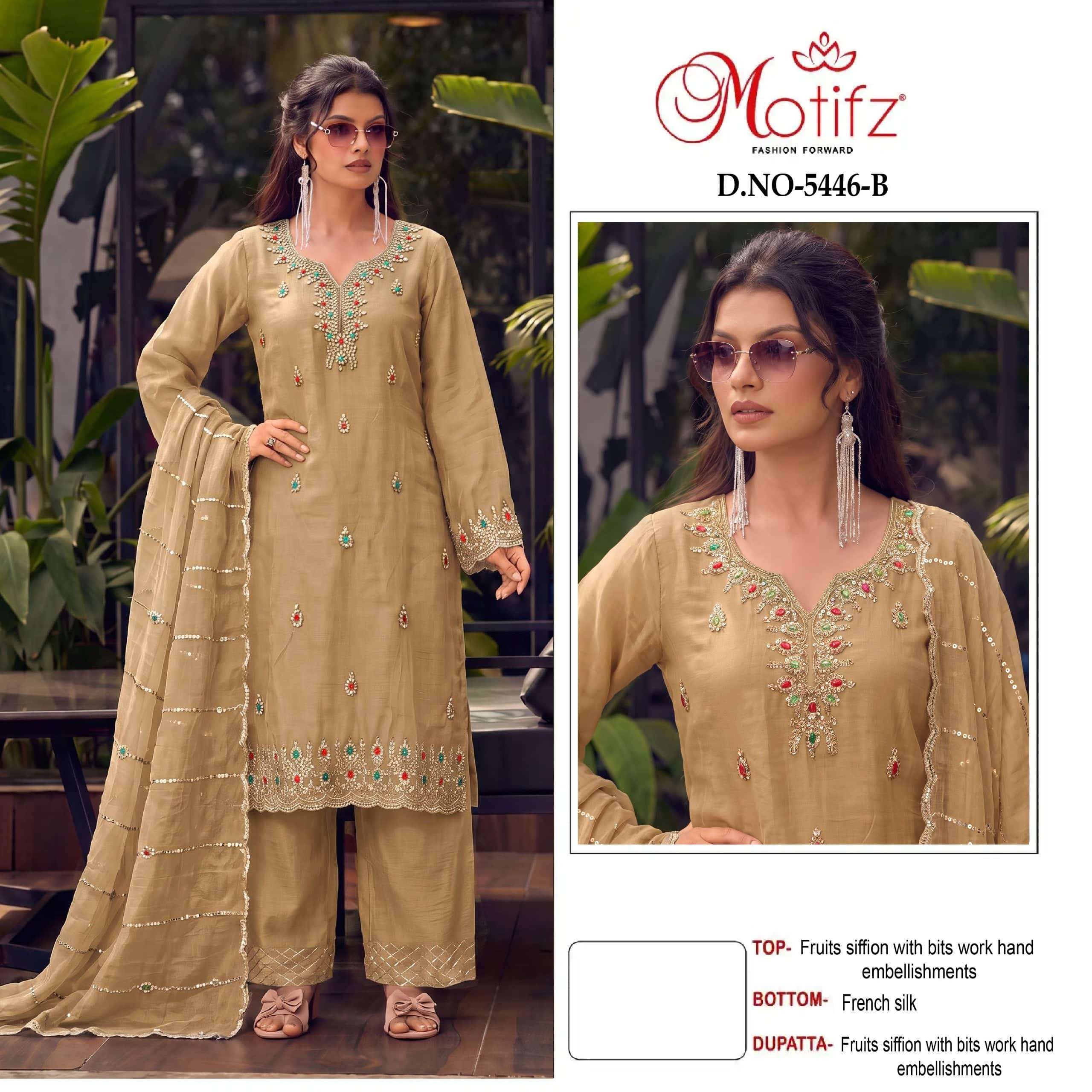 MOTIFZ 5446 Chiffon Embroidery Pakistani Suit