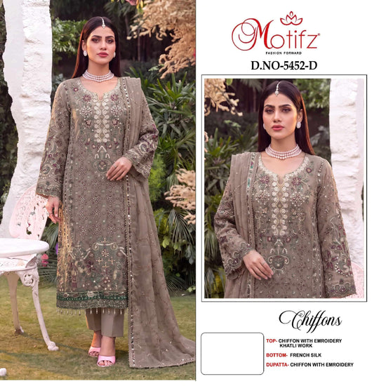 MOTIFZ 5452 Chiffon Embroidered Pakistani Suit