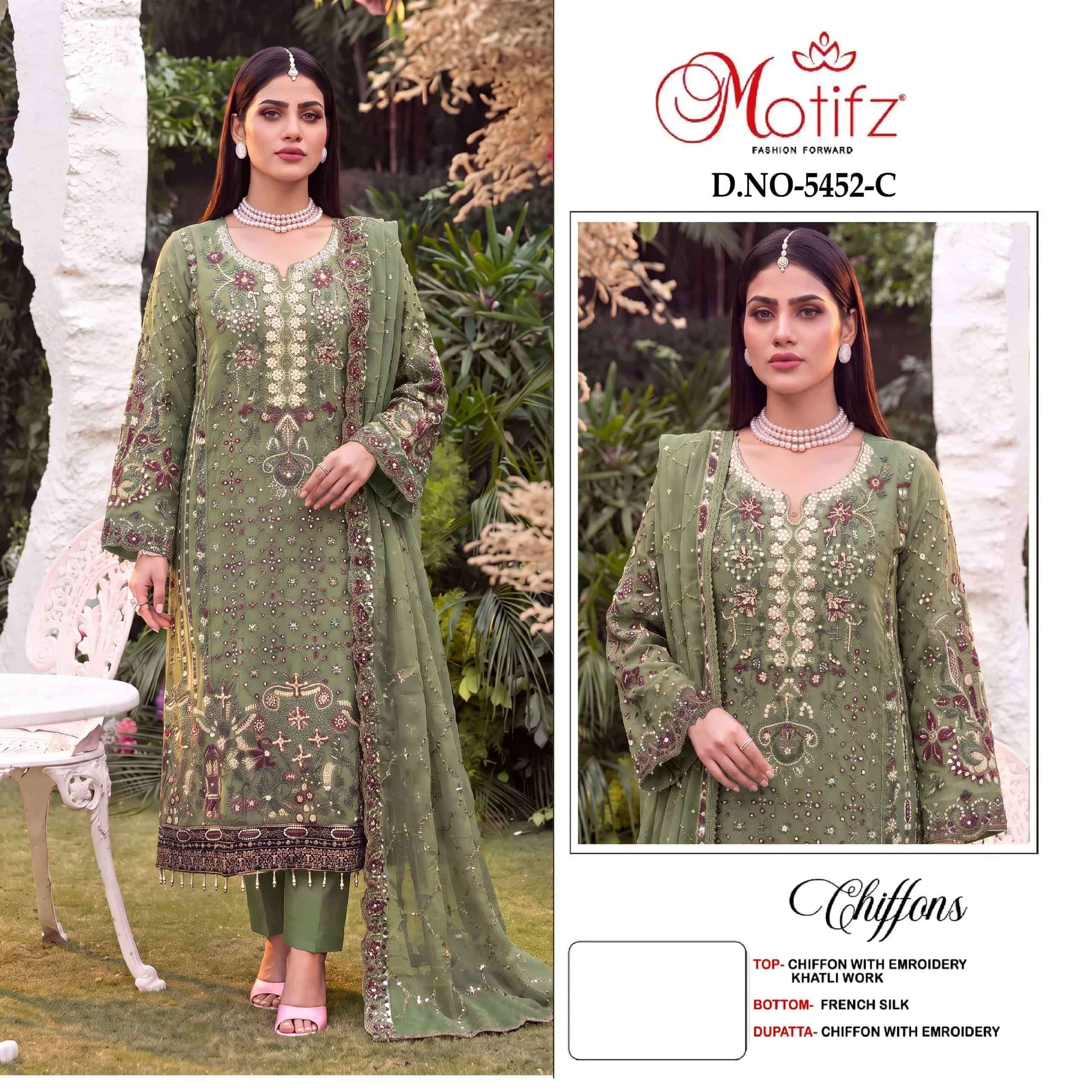 MOTIFZ 5452 Chiffon Embroidered Pakistani Suit