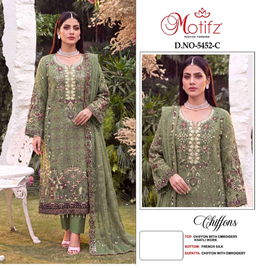 MOTIFZ 5452 Chiffon Embroidered Pakistani Suit