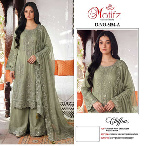 MOTIFZ 5454 Chiffon Heavy Embroidered Pakistani Suit Set - Amrah Wholesale