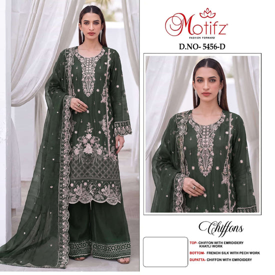 MOTIFZ 5456 Chiffon Embroidered Pakistani Suit
