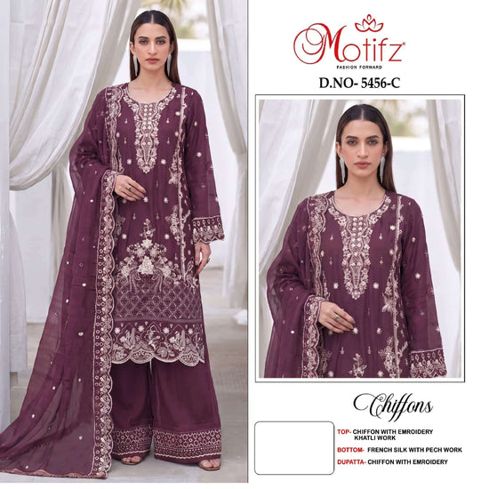 MOTIFZ 5456 Chiffon Embroidered Pakistani Suit