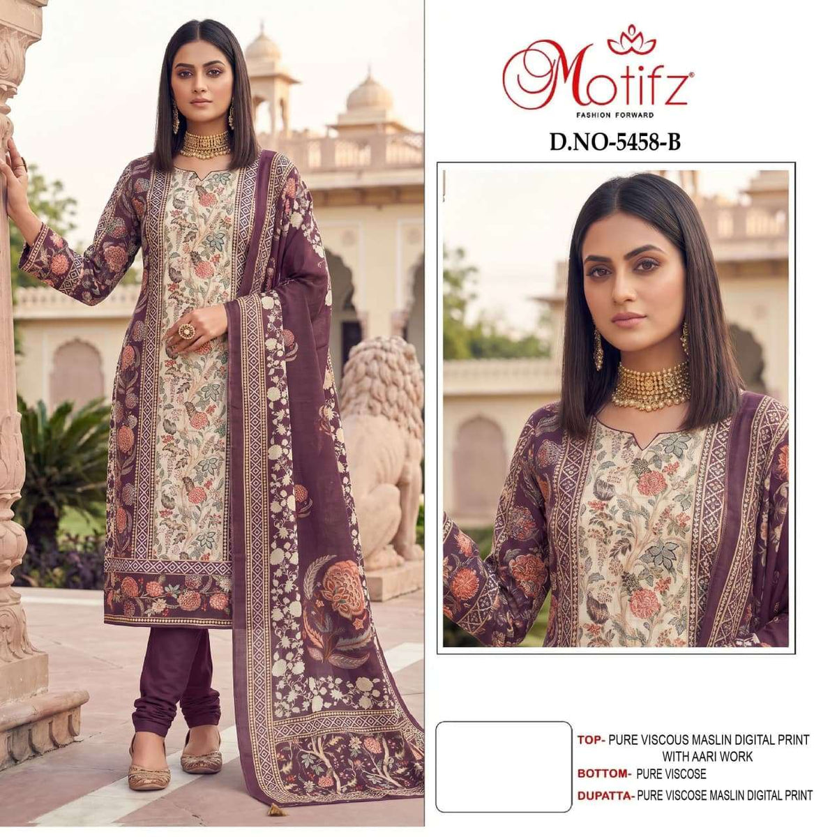 Motifz 5458 Viscose Muslin Digital Printed Pakistani Suit