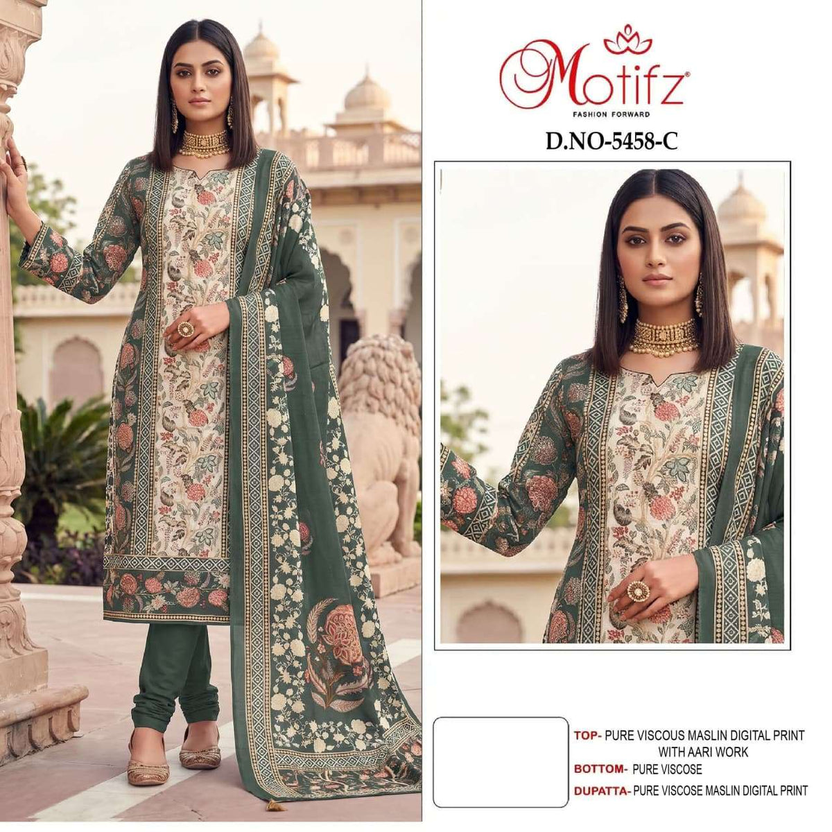 Motifz 5458 Viscose Muslin Digital Printed Pakistani Suit