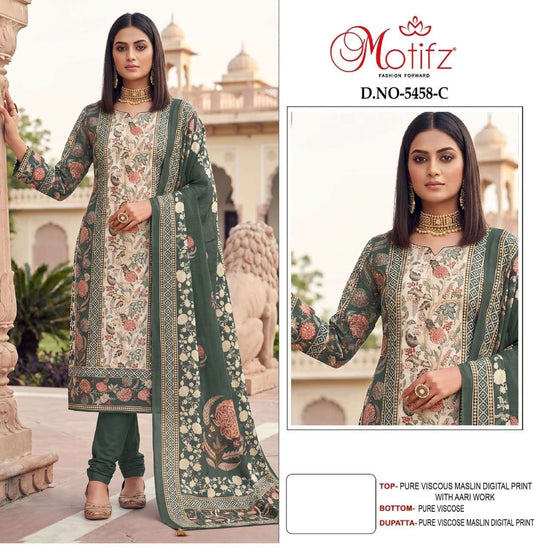 Motifz 5458 Viscose Muslin Digital Printed Pakistani Suit