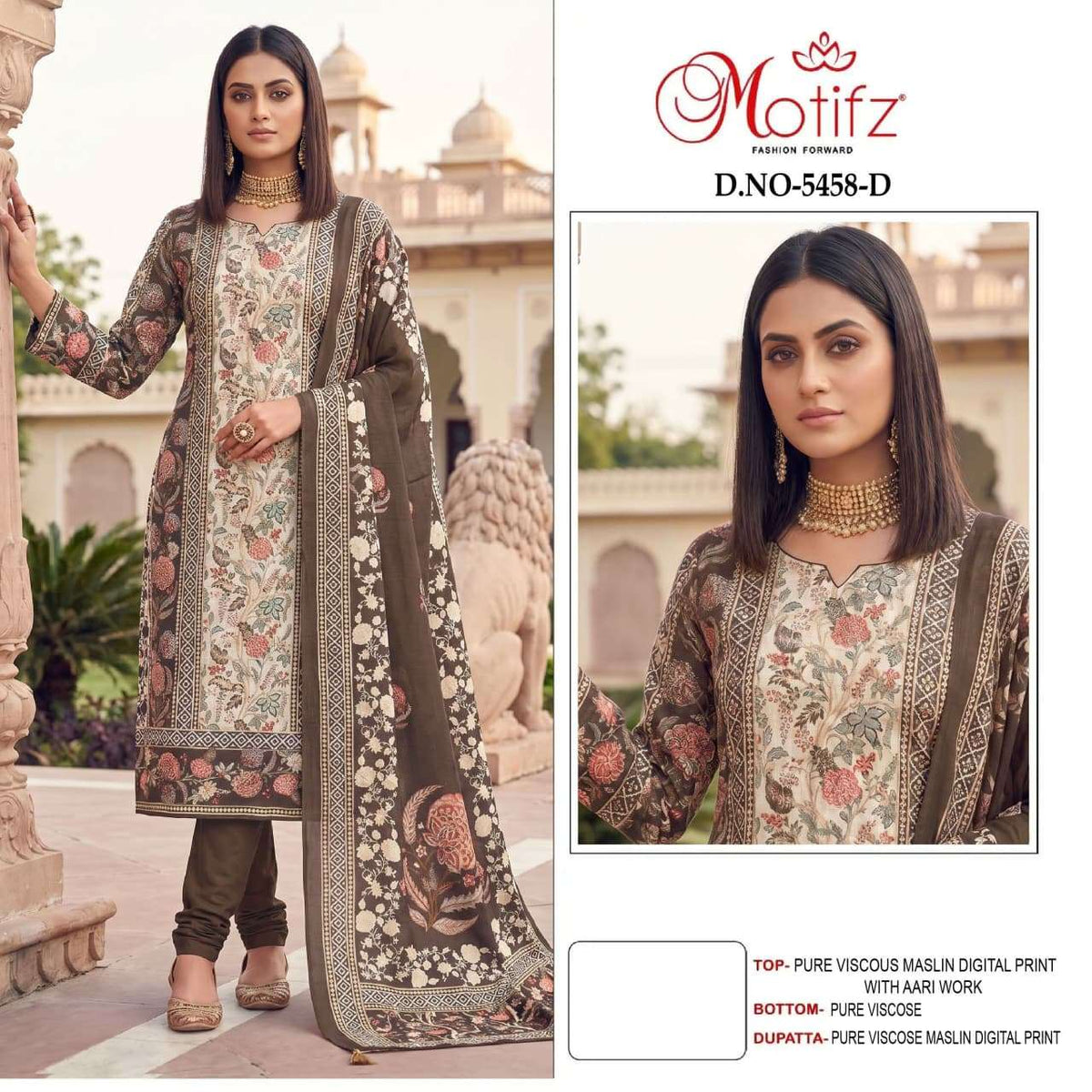 Motifz 5458 Viscose Muslin Digital Printed Pakistani Suit