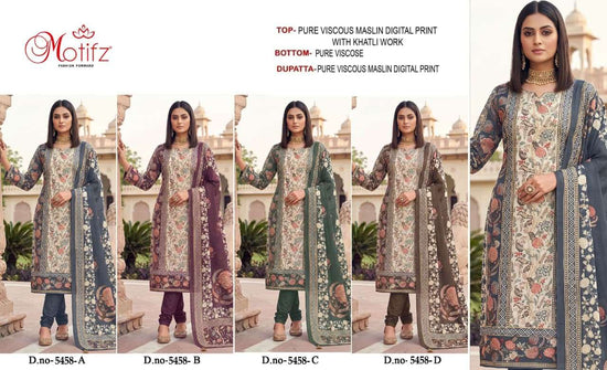 Motifz 5458 Viscose Muslin Digital Printed Pakistani Suit