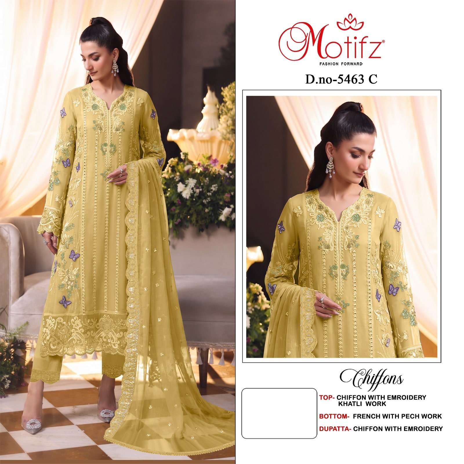 MOTIFZ 5463 Chiffon Heavy Embroidery Pakistani Suit
