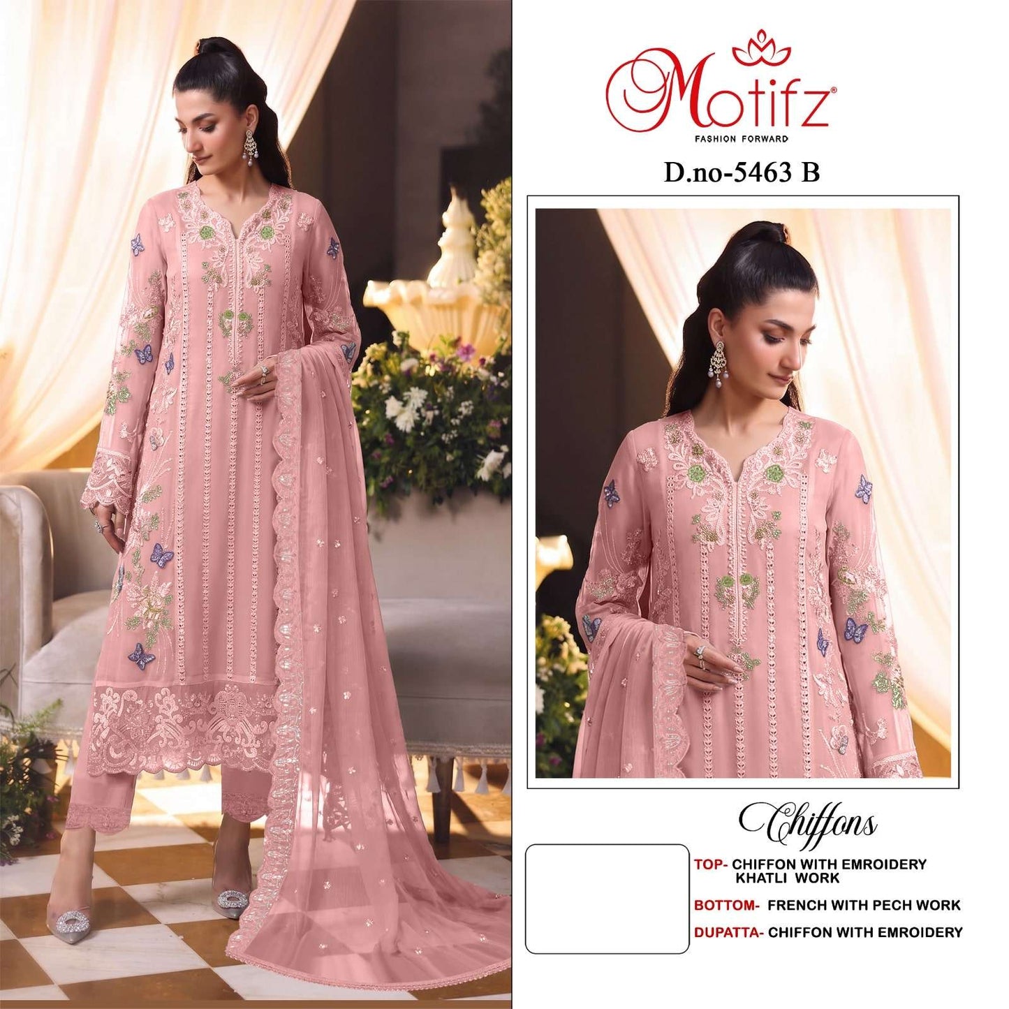 MOTIFZ 5463 Chiffon Heavy Embroidery Pakistani Suit
