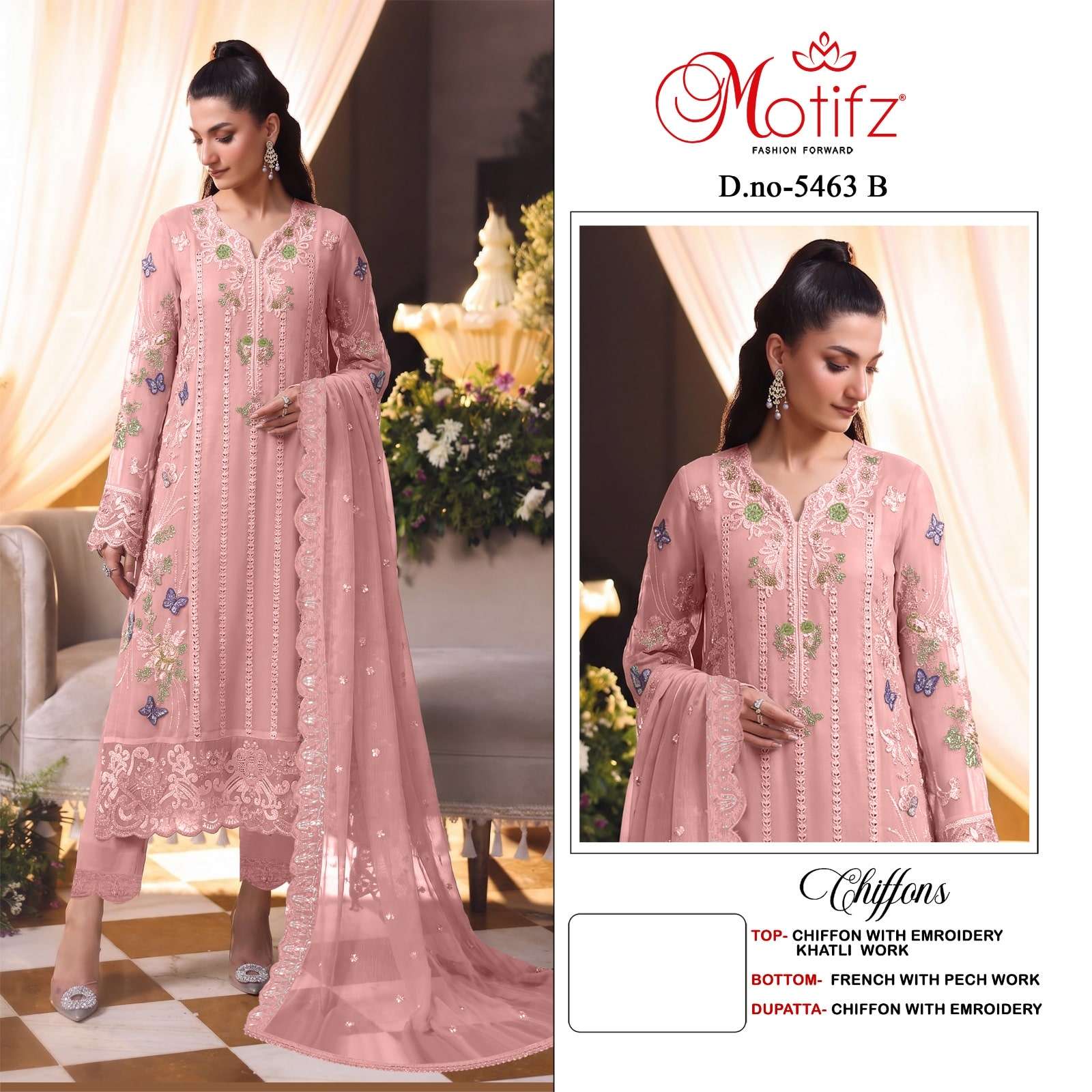 MOTIFZ 5463 Chiffon Heavy Embroidery Pakistani Suit