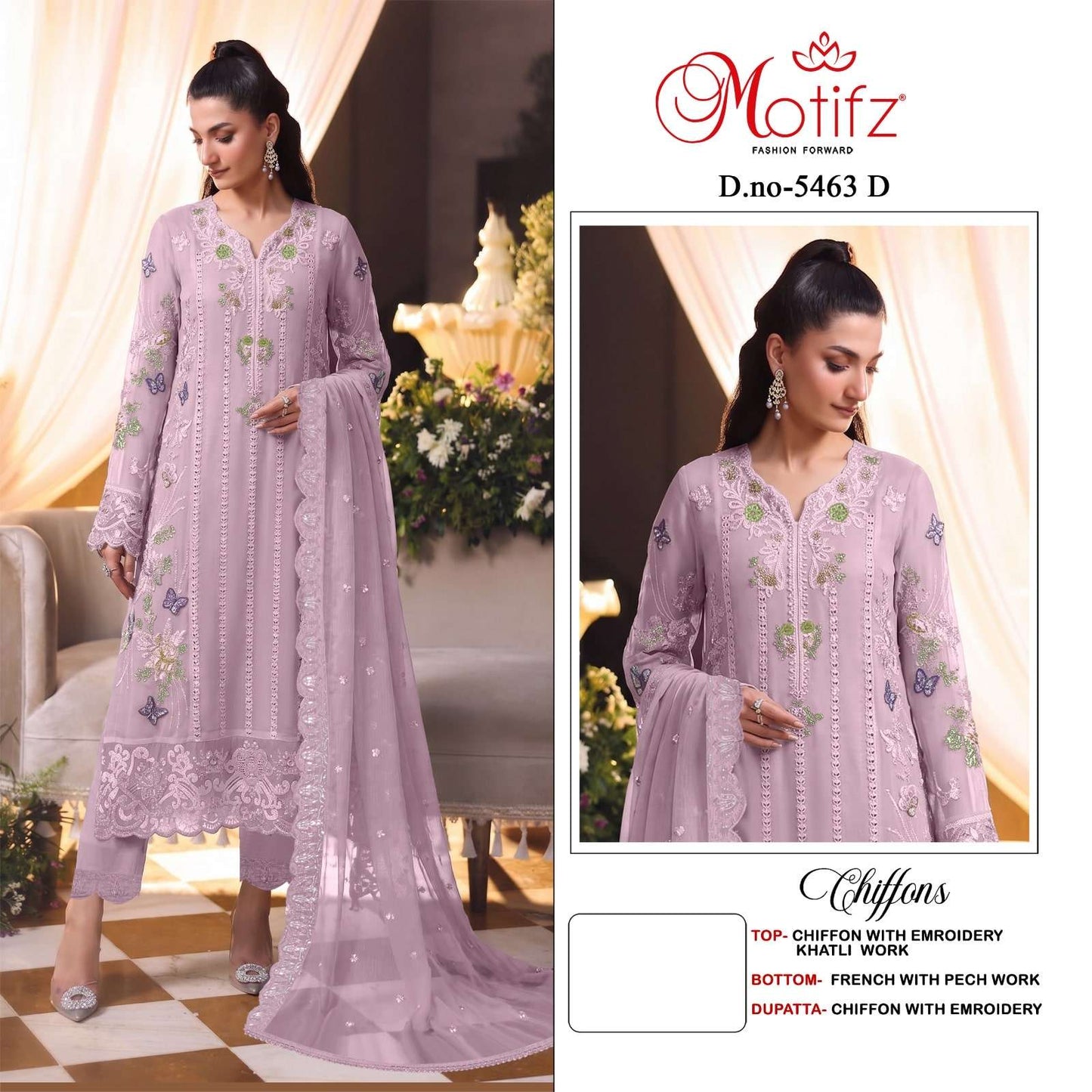 MOTIFZ 5463 Chiffon Heavy Embroidery Pakistani Suit