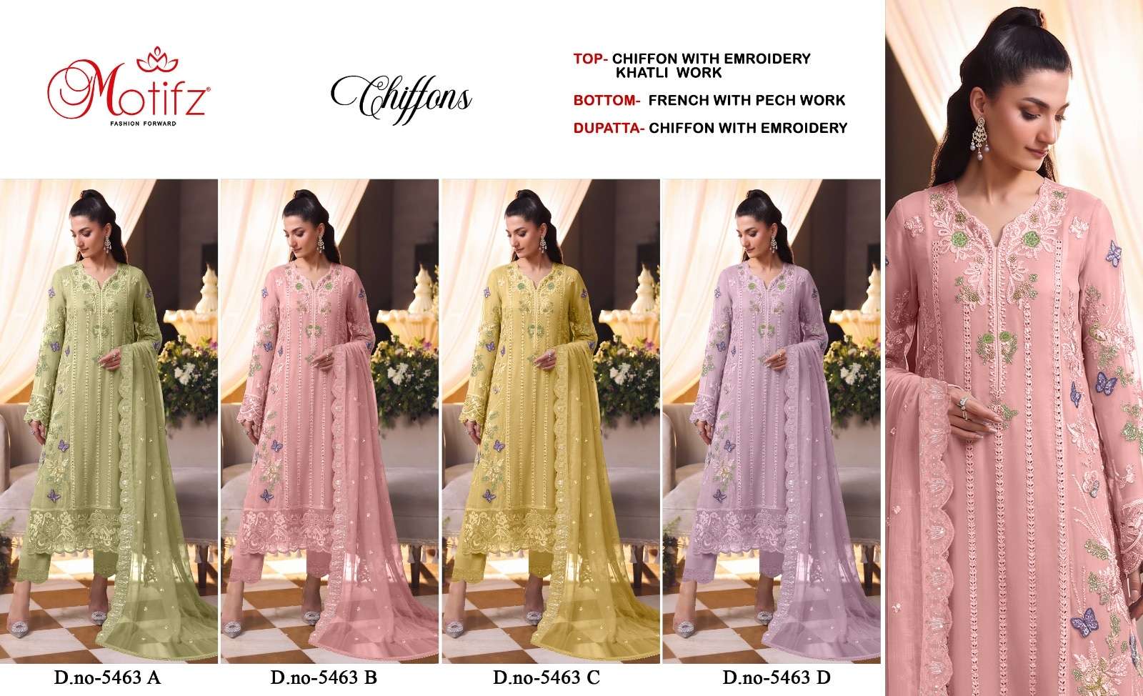 MOTIFZ 5463 Chiffon Heavy Embroidery Pakistani Suit