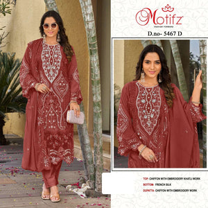 MOTIFZ 5467 Chiffon Embroidery Pakistani Suit