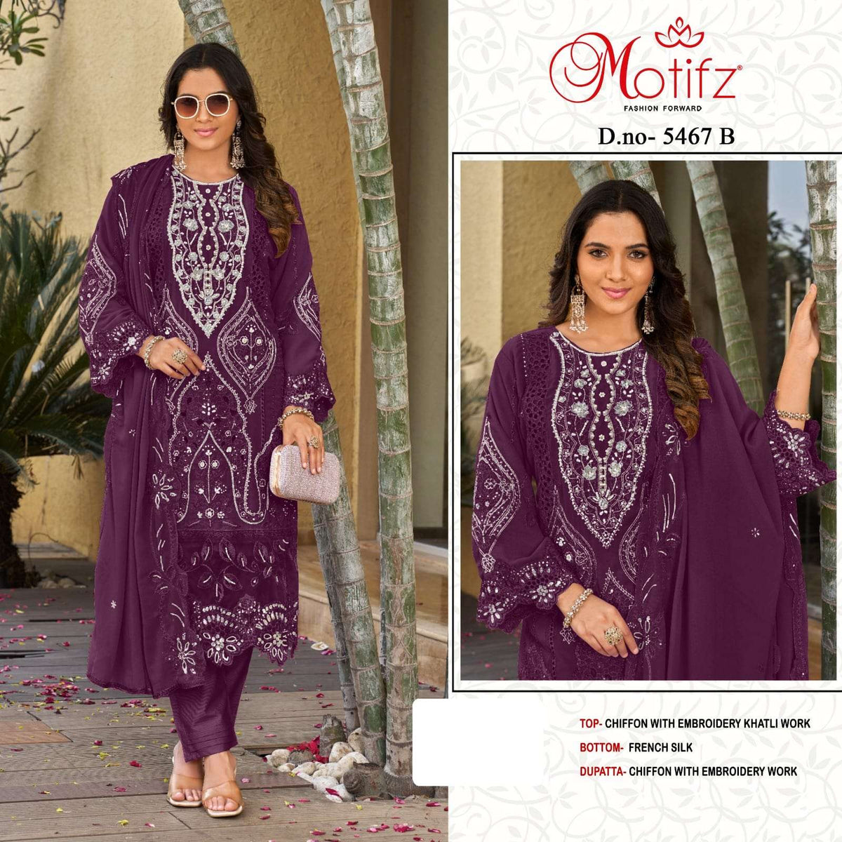 MOTIFZ 5467 Chiffon Embroidery Pakistani Suit